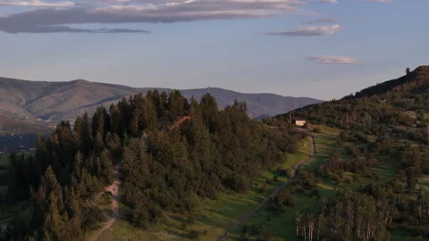Drone Shot of Emerald Mountain Hiking Area Above Steamboat Springs Ski Resort Stock Footage 336005844