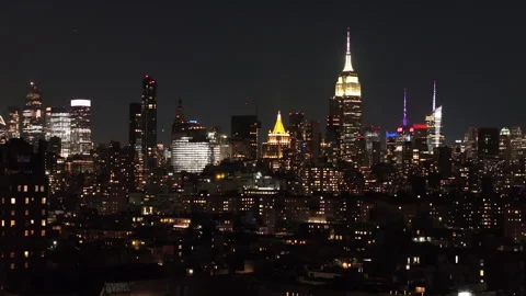 Drone Shot  - Empire State Building - Night Stock Footage 252129529