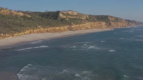 Drone Shot Empty Beach Footage in Portugal Summer Ungraded 4K Stock Footage 131091224