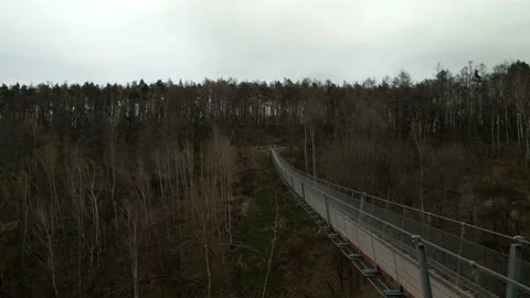 Drone shot of an empty hanging bride over a valley Stock Footage 224538953