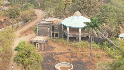 Drone shot empty house seems haunted by past Video stock 302076373