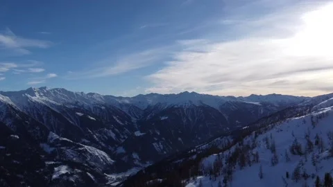 Drone shot of epic mountain panorama during winter Stock Footage 145803783