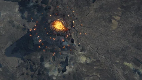 Drone shot of Eruption Stock Footage 194406081