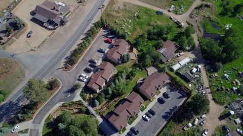 Drone Shot of Estes Park Resort Rentals Colorado Stock Footage 113296830