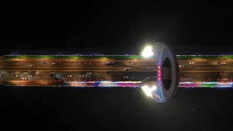 Drone shot of evening commuters driving on bridge in central Guangzhou, China Stock Footage 109128536
