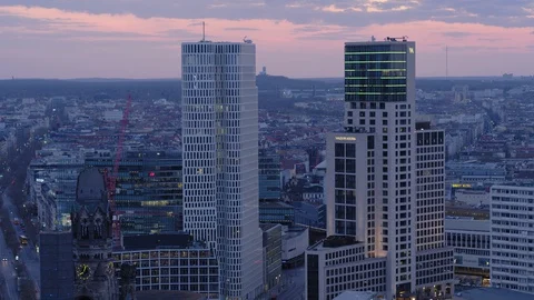 Drone Shot Evening Light over Breitscheidplatz in Berlin Stock-Footage 129771759