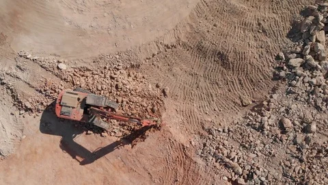 Drone shot of excavator working Stock Footage 126775885