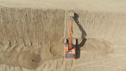 Drone shot of excavator working Video stock 132160054