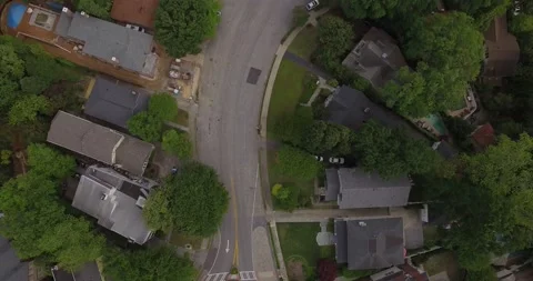 Drone shot facing directly down over residential houses Stock-Footage 133544238