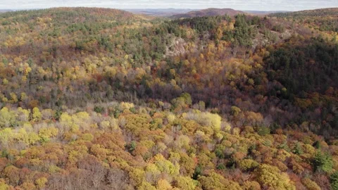 Drone shot of Fall in eastern north American landscape, Quebec, Canada, Vermont 库存影片 264076087