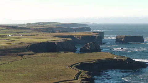 Drone Shot of Famous Kilkee Cliffs, Picturesque Coast of Ireland and County Video stock 345039797