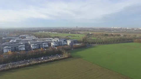 Drone shot of fields and a city Stock-Footage 237520340