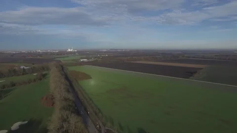 Drone shot of fields and city Stock-Footage 237520904