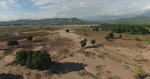 Drone shot of fields in Chikwawa, southern Malawi Video stock 245978632