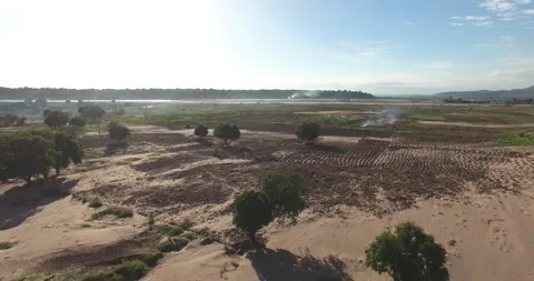 Drone shot of fields in Chikwawa, southern Malawi Video stock 245983286