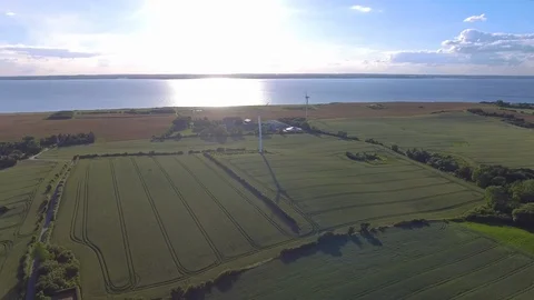 Drone shot of fields with windmills Video stock 113040706