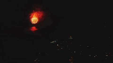 Drone Shot Fireworks Stock Footage 130163314