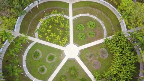 Drone shot of flower pattern in Bishan Park, Singapore Stock Footage 151567935