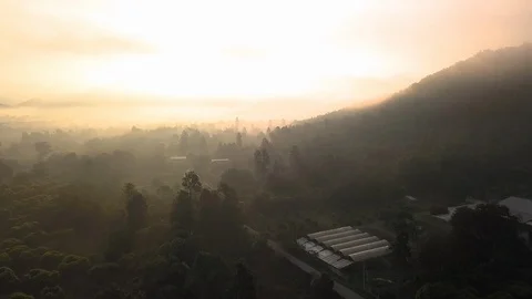 Drone shot fly backward above a houses in Chiang Mai, Thailand Stock Footage 100865850