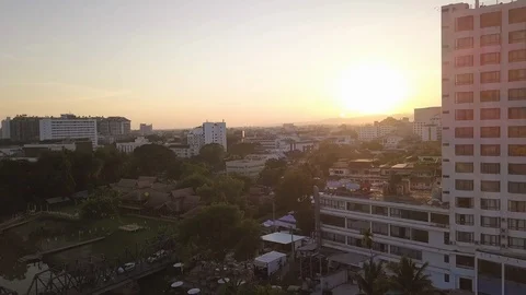 Drone shot fly down to see the chiang mai citz Stock Footage 99631287