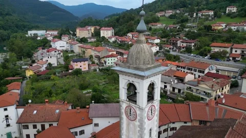 Drone shot flying. Czech Republic. Chapel. Tower. Stock Footage 296780341