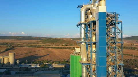 Drone shot flying over industrial area.  Stock Footage 116100448