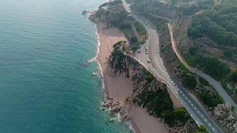 Drone shot flying over the La Rocca Grossa Stock Footage 76361282