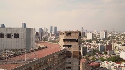 Drone shot flying over Old tower block in Mexico city 4K Stock Footage