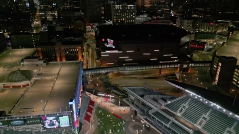 Drone Shot Flying Over Target Field Towards Target Center In Minneapolis Stock Footage 225605800