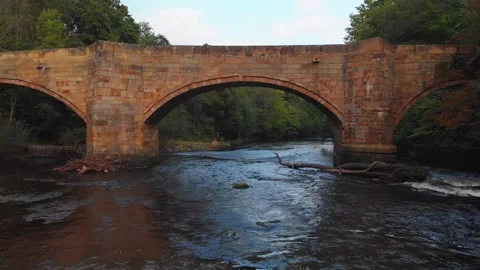 Drone shot, flying underneath the bridge revealing another side Stock-Footage 146178066