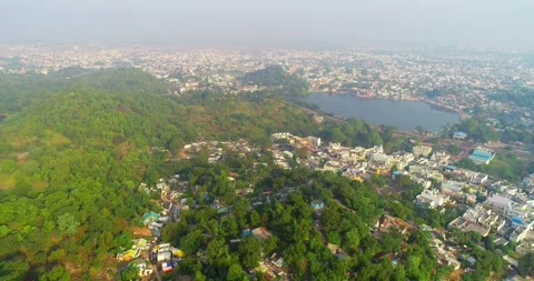 Drone shot forest area city of Jabalpur, Stock Footage 208690053