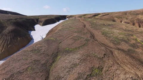 Drone shot, forward motion reveals Landmannalaugar vivid geology Stock Footage 324967129