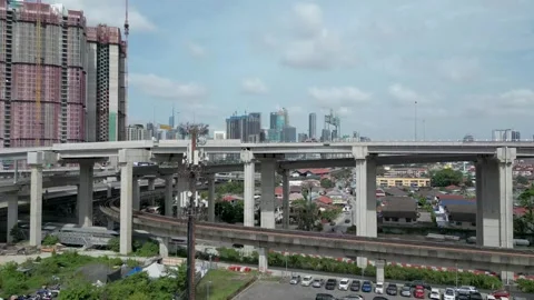 Drone Shot of Freeway Interchange Stock Footage 247165943