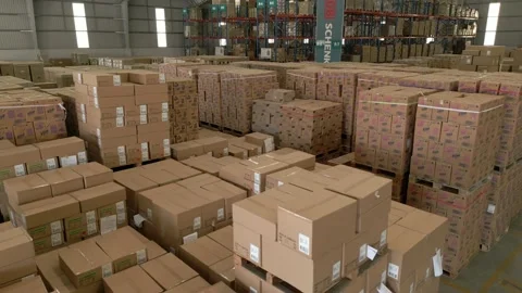 Drone Shot of fridge and forwarding warehouse interior Stock Footage 220474882