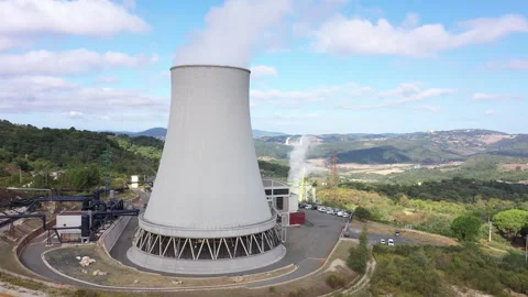 Drone shot of geothermal tower Stock Footage 172041153