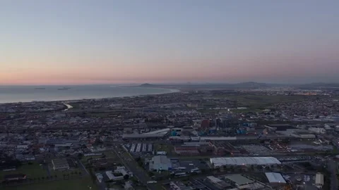Drone Shot gliding above Cape Town during Sunset, South Africa, Africa Stock Footage 130412357