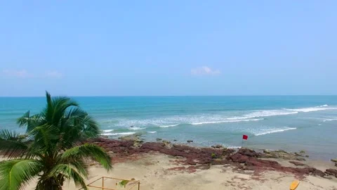 Drone shot goa empty beach Stock Footage 216539204