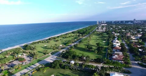 Drone shot of Golf Course on Beach in 4K Stock Footage 54371601