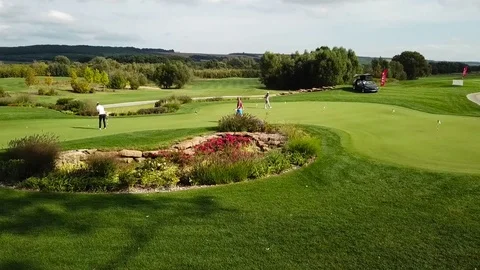 A drone shot of a golf field Stock Footage 115993217