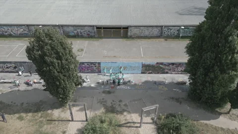 Drone shot of graffiti wall Stock Footage 283384829