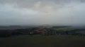 Drone shot gray clowdy foggy autumn weather and small village landscape 4k or 4k+ Resolution
