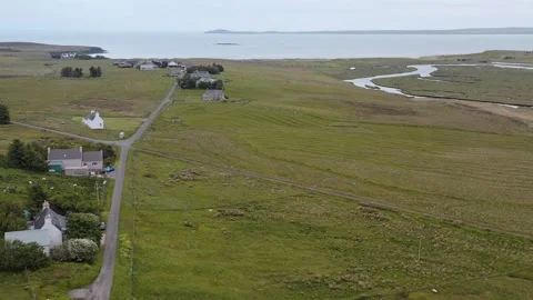 Drone shot of Gress in Back on the Outer Hebrides Stock Footage 327516435