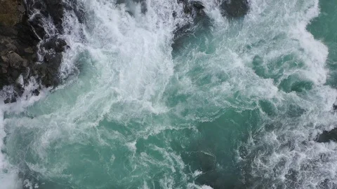 Drone shot of Gullfoss waterfall. Stock Footage 112312696