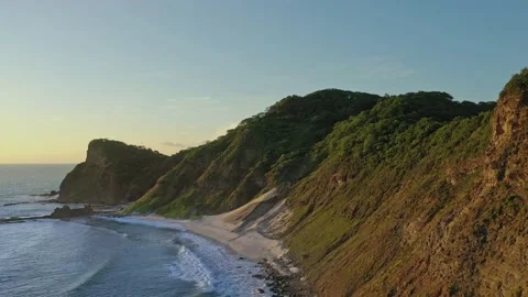 Drone Shot Hidden Beach Nicaragua Stock Footage