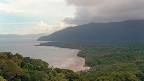 Drone shot of hidden coastline environment Stock Footage 247313963