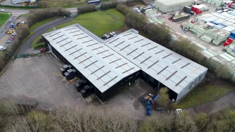 Drone Shot of High Tech AI Cloud Data Center Northampton UK Stock Footage 337440037