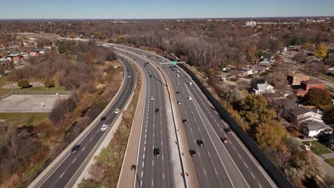 Drone shot of Highways 7 + 8 in Kitchener Stock Footage 291485751
