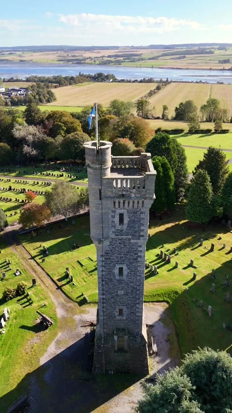  Drone Shot of the Historic Tower on Mitchell Hill, Scotland. Stock Footage 330665494