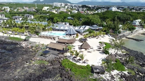 Drone shot of an Hotel in Mauritius Stock Footage 276907434