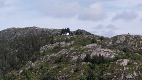 Drone shot of a house up on the cliffs in Norway, July 2026 Stock Footage 340079936